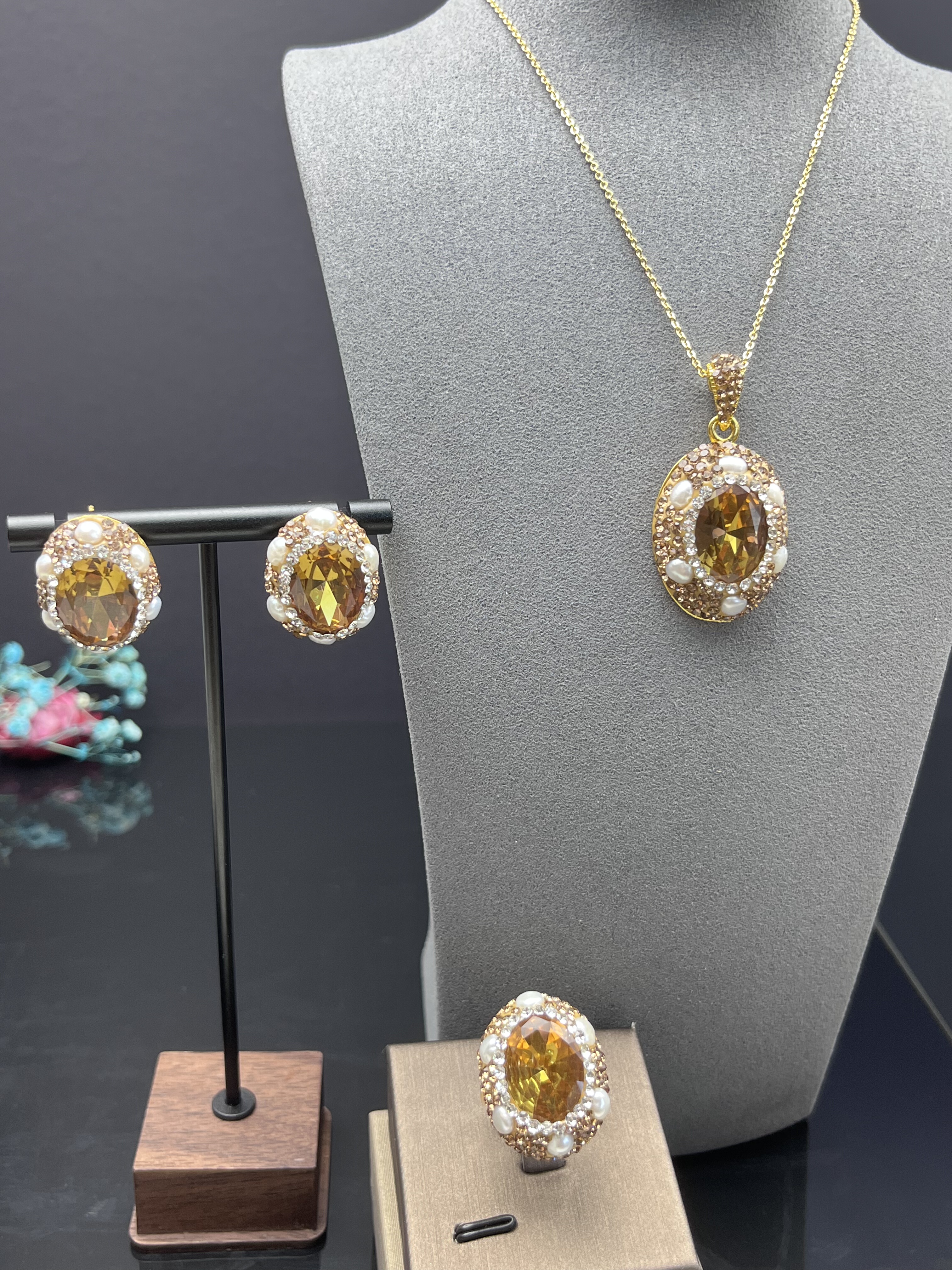 精致耳钉苏丹可变色戒指秋冬气质轻奢时尚项链紫色小众