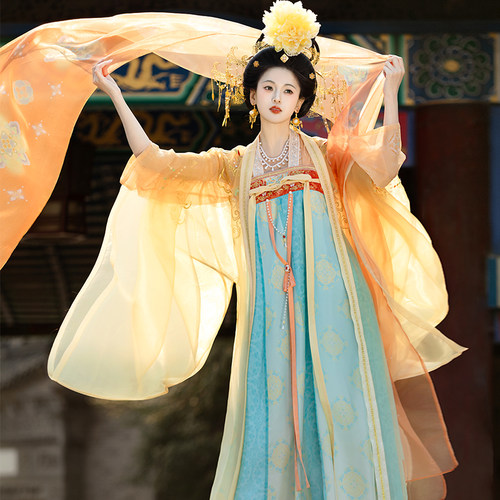 【重回汉唐金缕衣】正品原创齐胸套装广袖衫披帛唐制汉服女款成人