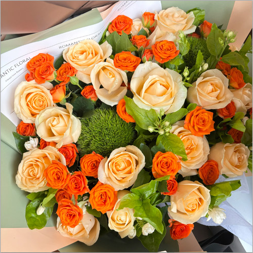 蜜桃雪山卡布奇诺玫瑰花鲜花花束云南基地直发速递同城教师节礼物