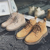 春夏百搭工装 鞋 男士 环球马丁靴男款 麂皮靴男生高帮大黄靴子潮鞋 子