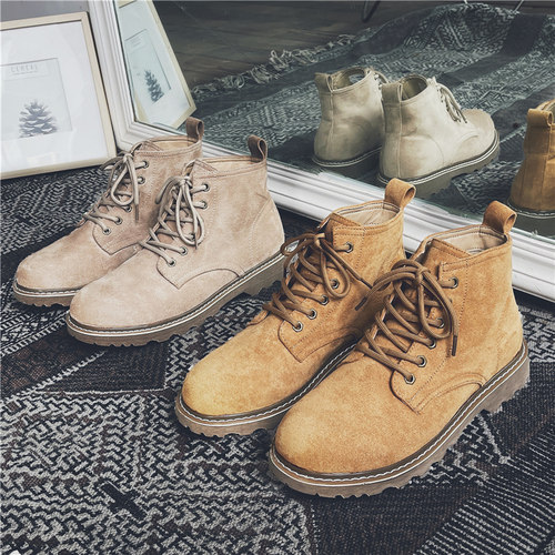 马丁靴男士工装鞋磨砂大黄靴