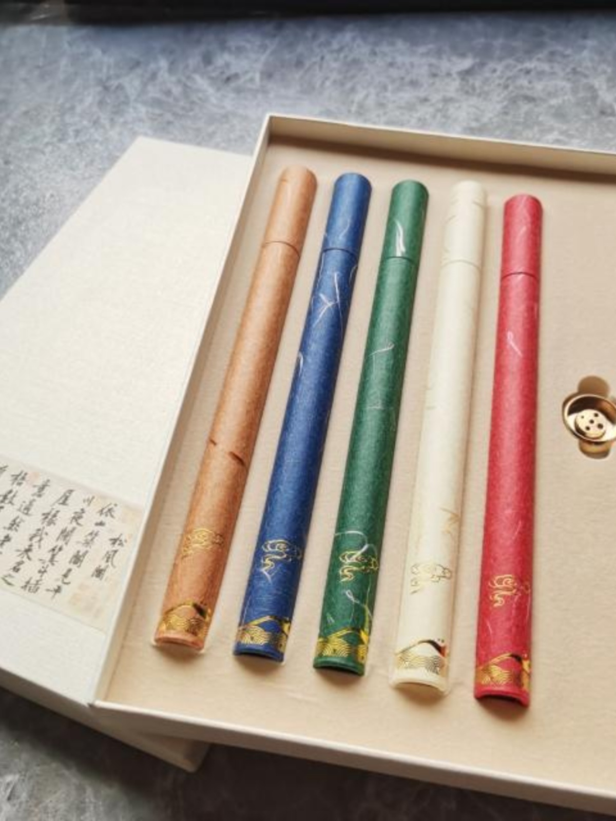 新中式香道礼盒 多支香筒国画传统包装盒 线香香管香插天地盖纸盒
