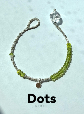 Dots Store原创手作孤品【沐青】绿橄榄石925纯银蛇年绿手链