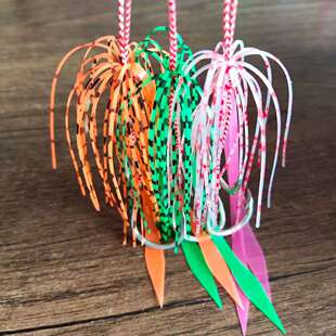 夜光炎月海鲈石斑海钓胡须佬游动裙辅助钩套装硅胶丝飘带路亚鱼饵