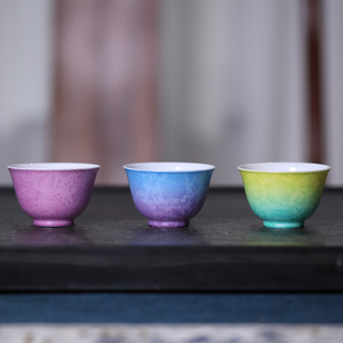 颂文堂景德镇双色扒花渐变主人杯高端礼盒女士专用品茗圆满杯单杯