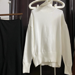 全场第二件半价秋冬慵懒风宽松加厚高领显瘦美式针织衫套头