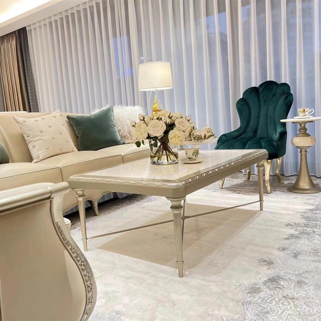 美克家居caracole花之倒影咖啡桌美式轻奢客厅实木大理石定制茶几