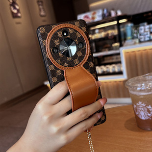 适用华为荣耀x70手机壳honorx70pro保护套x60新款腕带支架x50全包honorx40可折叠防摔外壳奢华男女士