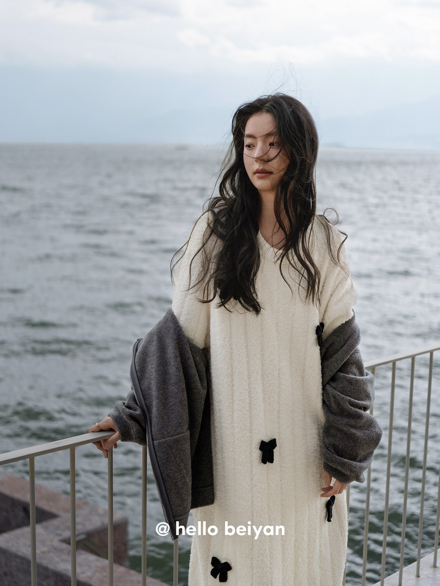 贝妍珊瑚绒睡衣女款秋冬季软绵绵半边绒睡裙慵懒宽松中长款连衣裙