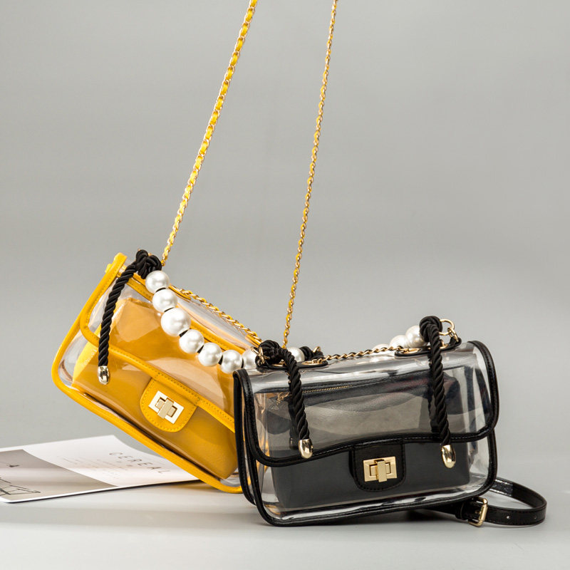2019新款韩版女包链条小包珍珠包透明果冻包沙滩包手提单肩斜挎包在类目 箱包皮具/热销女包/男包, 女士包袋中 - 来自Buy2taobao.com提供专业的淘宝代购服务