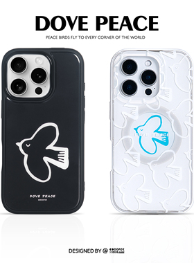 iosco 原创【和平鸽】设计师手绘款 磨砂 磁吸 黑色边框 适用于苹果 17 16 15 14  pro max 手机壳 手链 挂绳