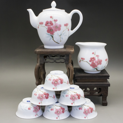 陶瓷釉下五彩梅花整套功夫茶具