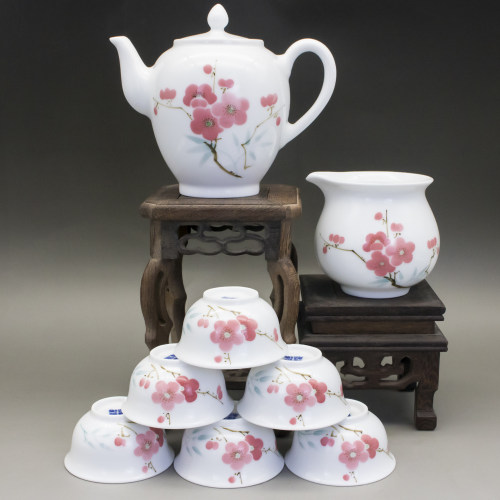 陶瓷釉下五彩梅花整套功夫茶具