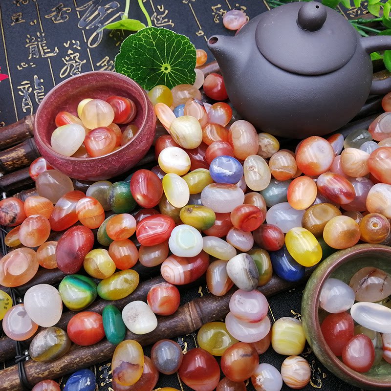 天然雨花石鹅卵石鱼缸石石子彩色石头