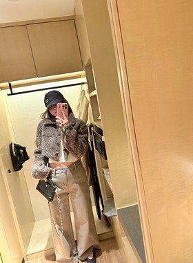 wann 【特价秒杀】超短 俏皮棕色毛毛短外套夹克