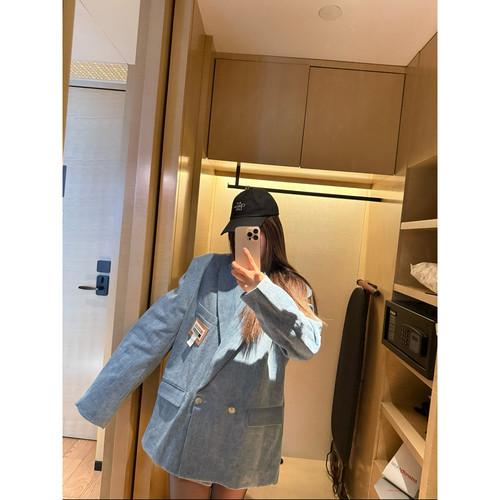 wann牛仔宽松西装