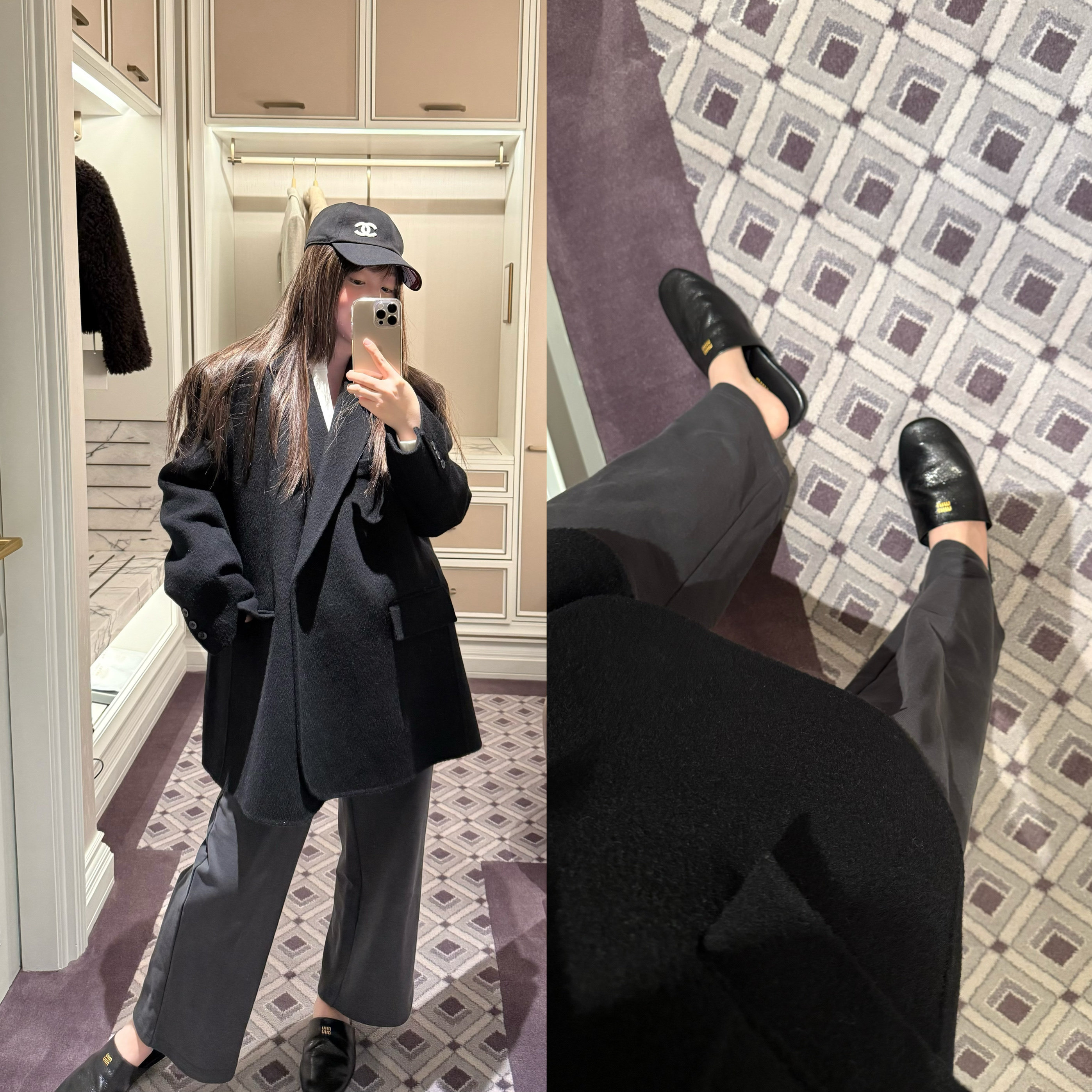wann慵懒裤王九分裤 加绒条纹松紧高腰显瘦宽松百搭休闲裤
