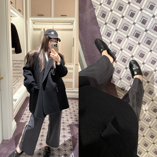 wann慵懒裤王九分裤卫裤 松紧高腰显瘦宽松百搭休闲裤