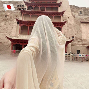 日本民族风敦煌旅游披肩围巾 棉麻材质大西北沙漠穿搭头巾