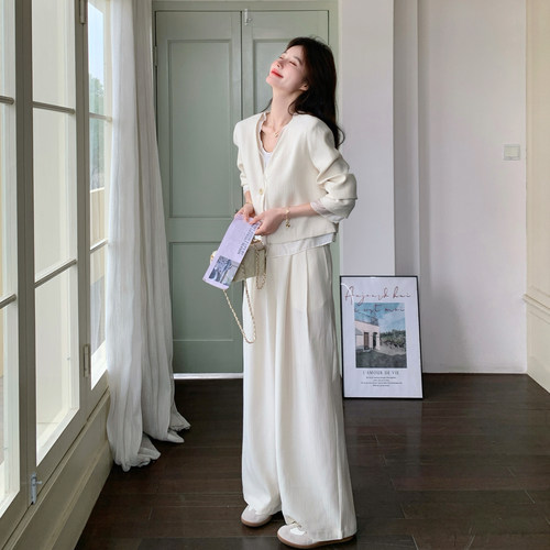 新款现货！ZB168-H625米白拼接衣裤套装P165 控268