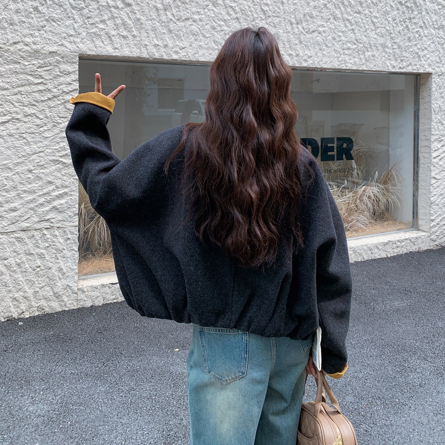气质撞色设计双面呢外套女2025冬季新款日系文艺风小个子短款外套,女装毛呢外套,浙宝168