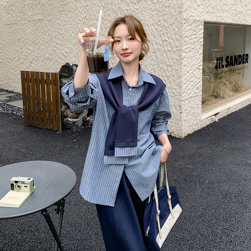 现货数据好！168-H152条纹衬衫披肩裙子三件套P185控268,女装套装/套裙,浙宝168