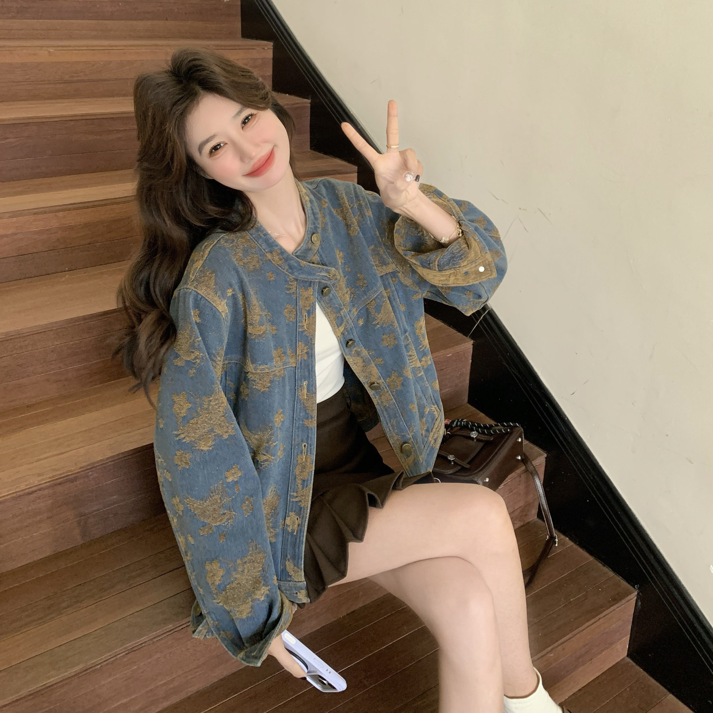 新款现货数据好！ZB168-H610复古刺绣花色牛仔外套P165控268，女装短外套，浙宝168