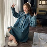 现货！168-H125蝴蝶结牛仔连衣裙P135控198，女装连衣裙，浙宝168