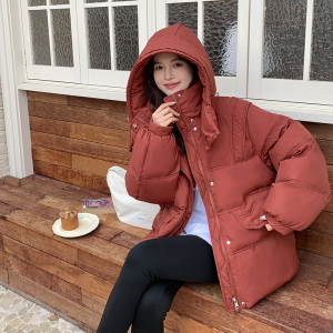 红色短款连帽羽绒服女2025冬季韩系小个子洋气保暖白鸭绒加厚外套图片