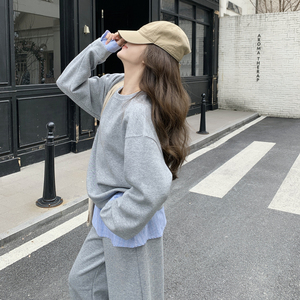 新款现货！ZB168-H615款假两件卫衣裤子两件套P175控288，女装套装/套裙，浙宝168