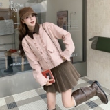 新款现货！ZB168-H607款粉色木耳边麂皮外套P155控248，女装短外套，浙宝168