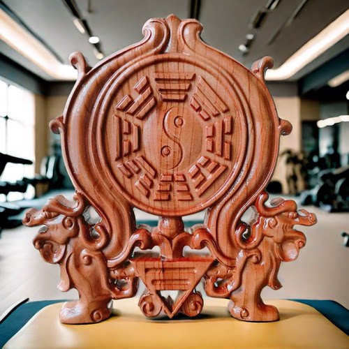 桃木双龙八卦镜挂件挂盘门口阳台家用天斩尖角路冲住宅对烟筒摆件