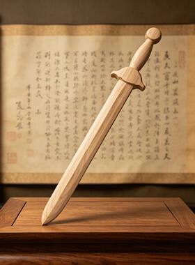 七星桃木剑无字卧室摆原木雕刻七星木剑传统工艺品手工木质床头新