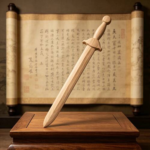 七星桃木剑无字卧室摆原木雕刻七星木剑传统工艺品手工木质床头新