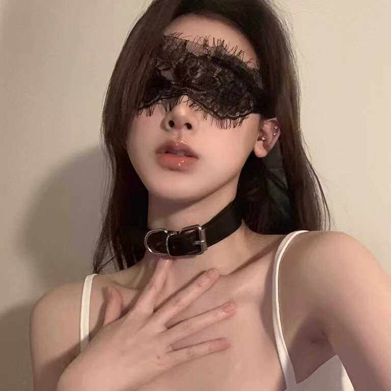 禁欲系性感百搭pu皮质项圈锁骨链条牵引道具拍照choker纯欲朋克女