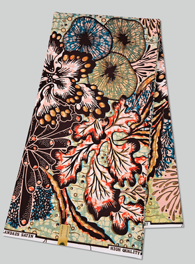 涤纶穆斯林非洲蜡染布polyester African Wax Fabric 6码超级蜡布