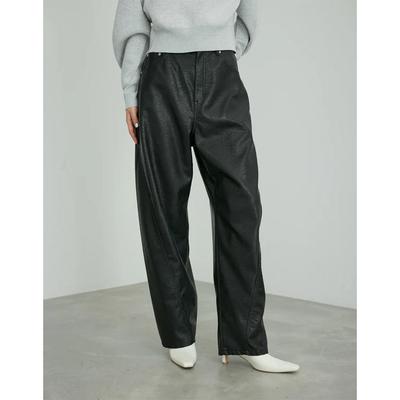 三维气球轮廓皮革口袋设计休闲裤