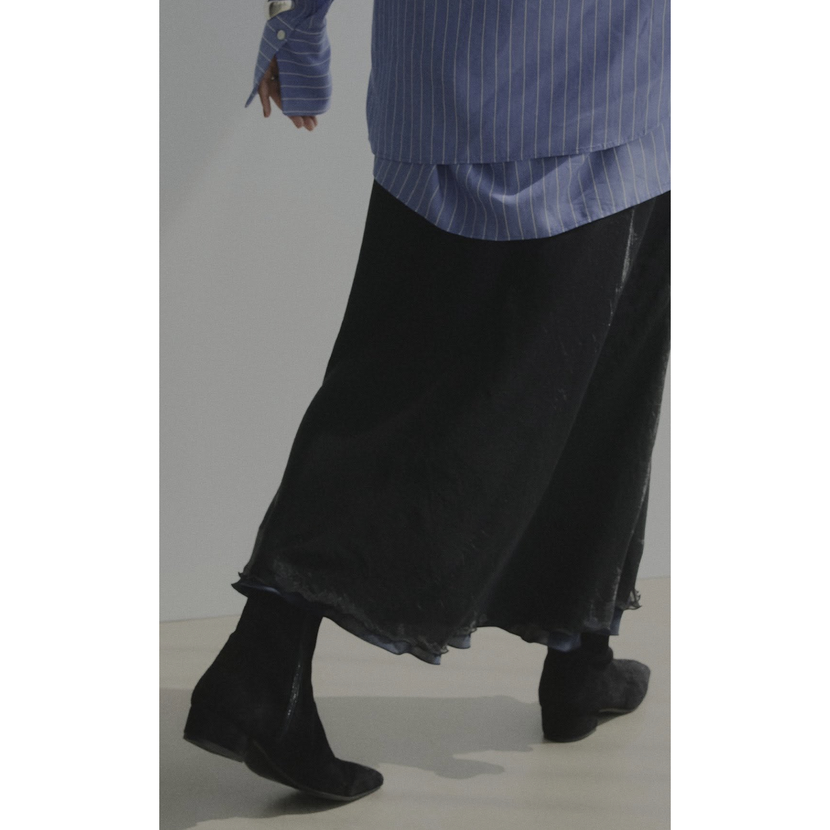 轻盈丝滑重叠欧根纱双配色半身裙