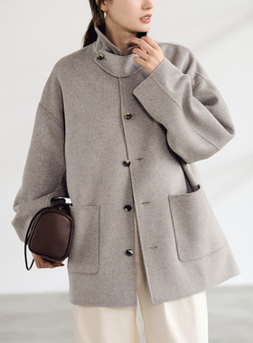 ZOEYJA佐佐家 FW Ham1lton汉密尔顿手缝全羊毛单排立领搭袢扣大衣