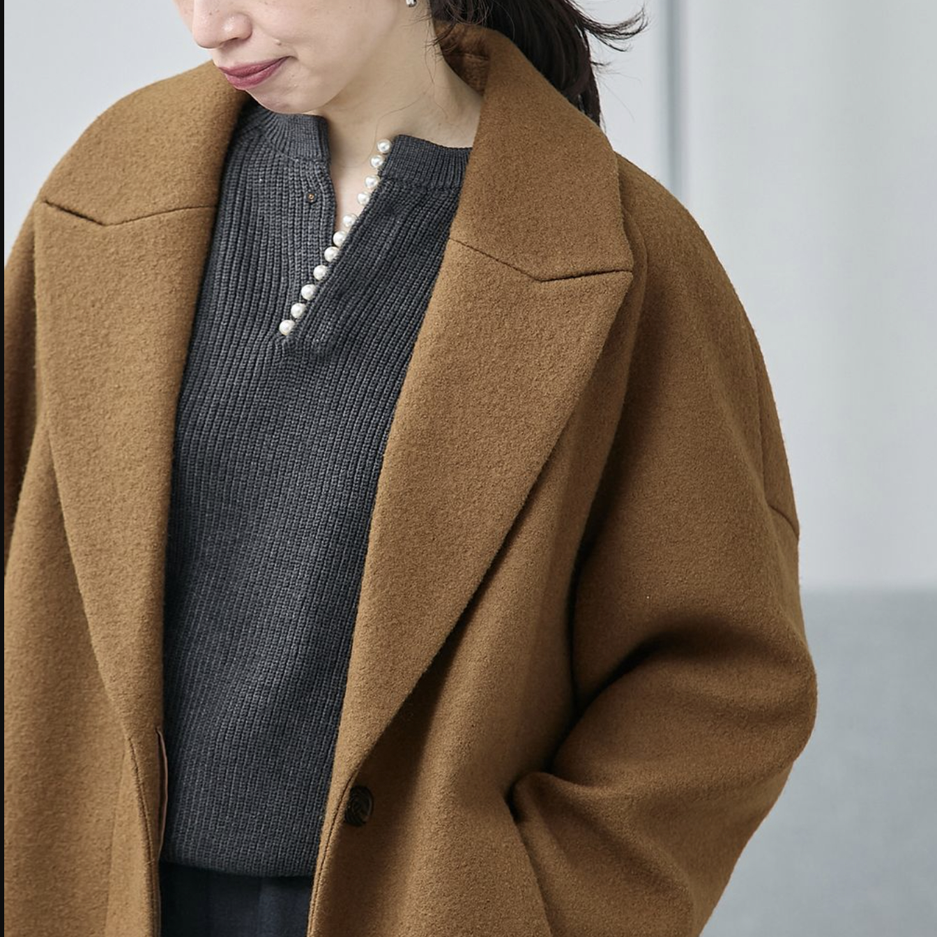 LESSAGE高端珍珠排扣精致羊毛衫