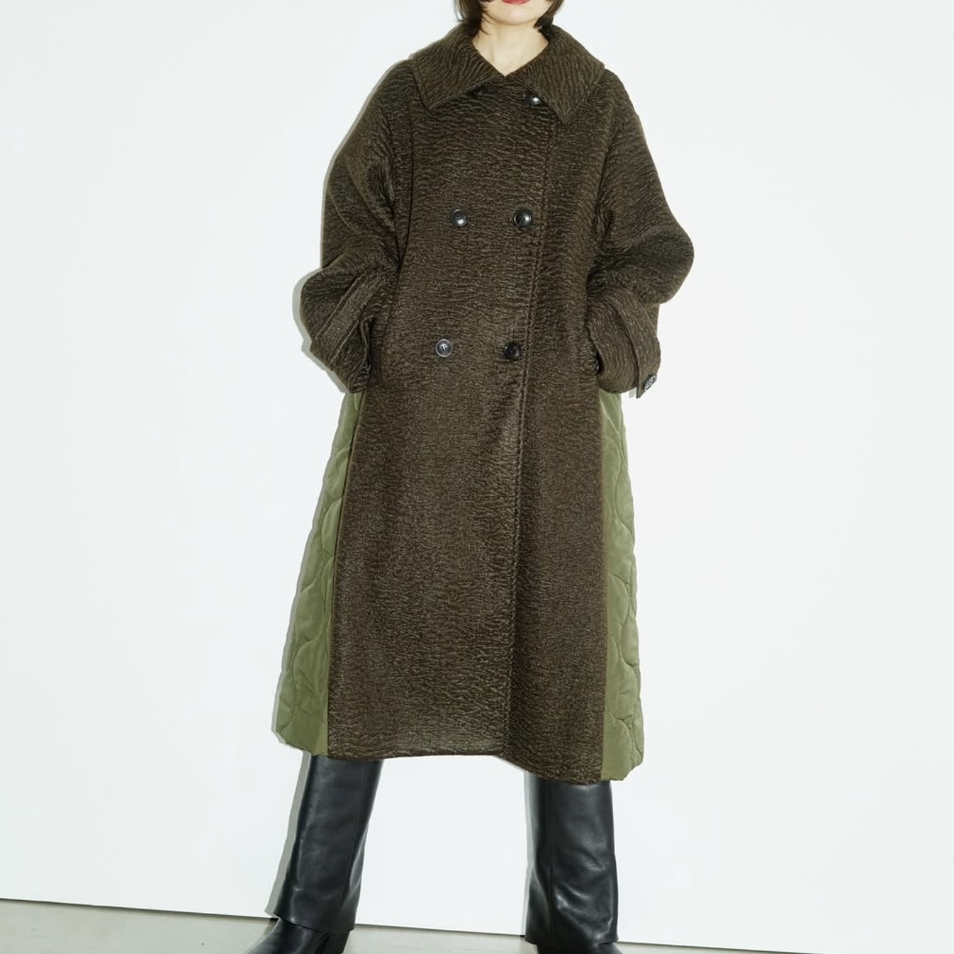 RBS绗棉拼接轻盈保暖大衣外套