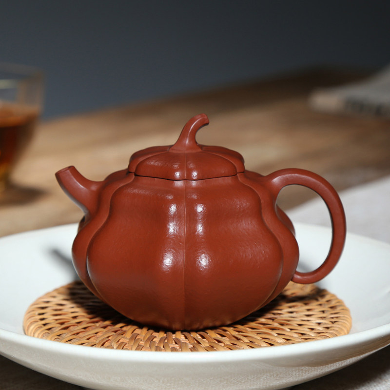 名家紫砂壶收藏高难度手工筋囊壶宜兴泡茶壶龙血砂朱泥200cc葫芦