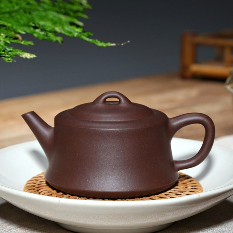宜兴名家紫砂壶茶具吴竹霞原矿老紫泥纯手工泡茶壶220CC鱼罩壶