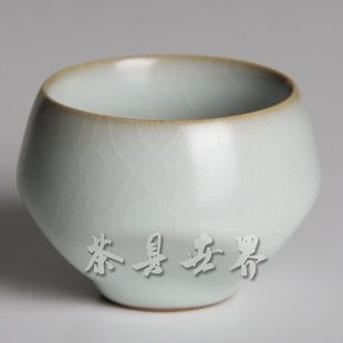 O问鼎汝窑鼎峰 方圆杯 月白色仿宋可开片汝窑品茶杯子小杯主人杯