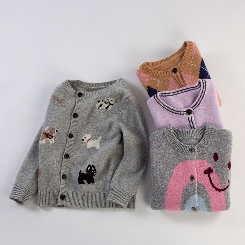 儿童山羊绒衫卡通可爱小狗开衫