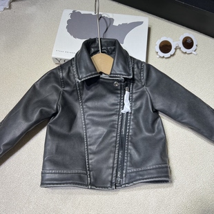 出口英国～转内销儿童皮衣洋气皮夹克男童女童韩版 帅气机车服外套