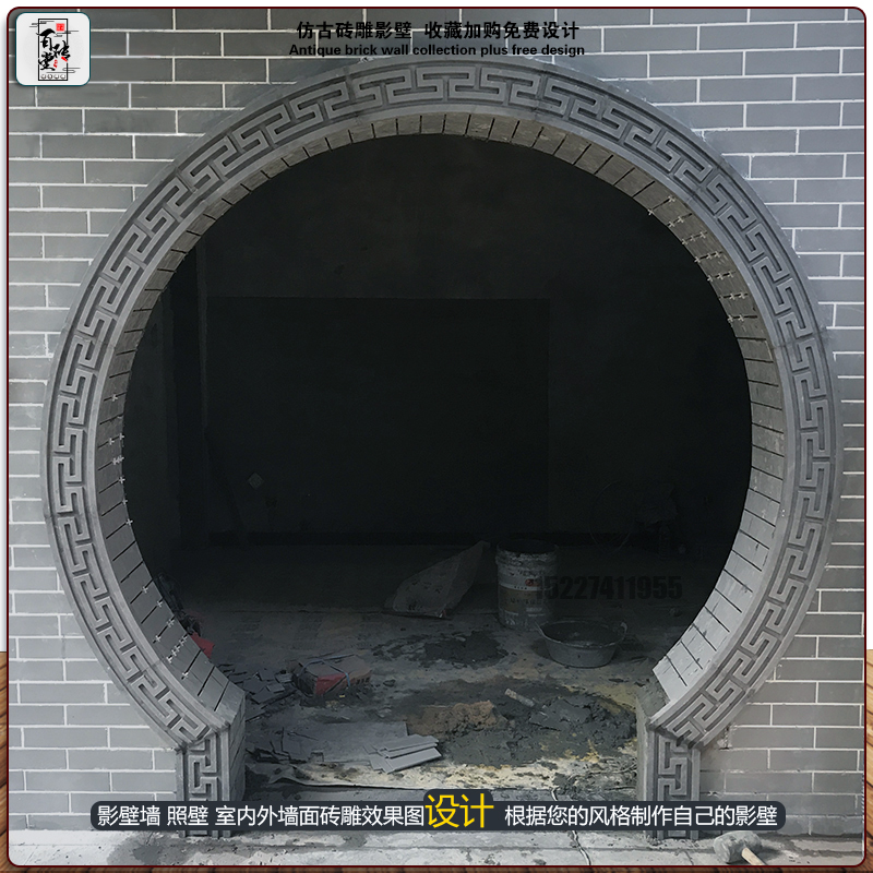 仿古月亮砖雕中式拱形门边框