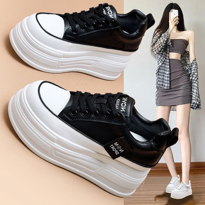 8cm松糕厚底小白鞋女2025春夏季新款轻便小个子内增高休闲板鞋子