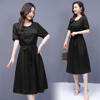 【四季断码】时尚连衣裙潮流舒适2020年夏季中长款纯色9328