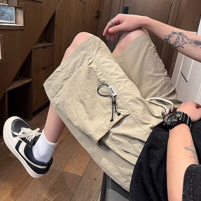 冰丝工装短裤男士夏季薄款2026新款外穿潮牌运动五分裤子露营中裤